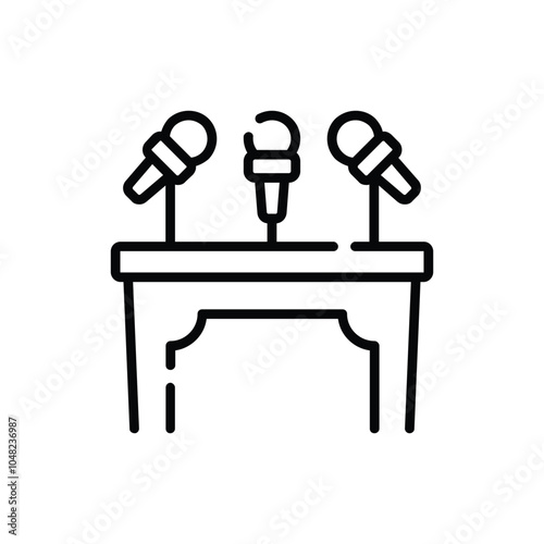 press conference icon illustration line art style