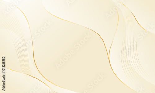 Elegant beige luxury background. Abstract wave dynamic wallpaper with gold lines. Template banner background for beauty products, sales, ads, events, web, and pages