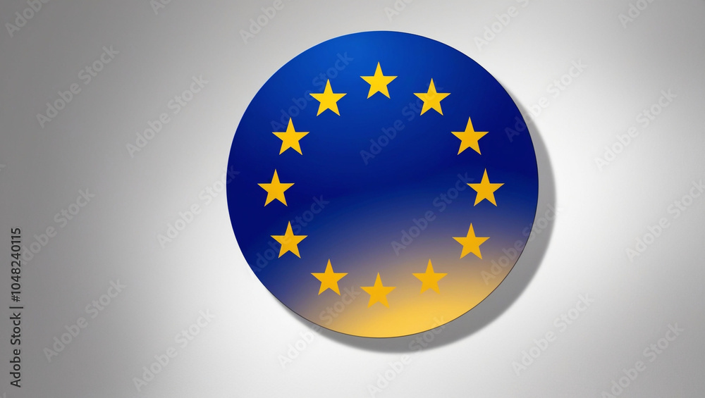 Round Europe flag with stars, European Union. Round Europe flag with stars, European Union.