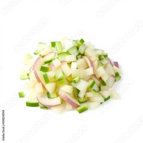 chopped Green Onion isolated on white background full depth of field