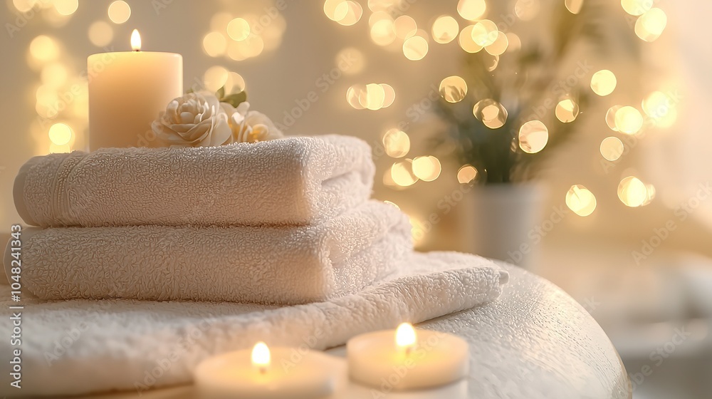A tranquil spa room under candlelight A tranquil spa room under candlelight