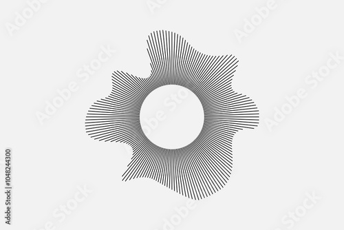 Circular sound waves, music symbol, ring lines pattern