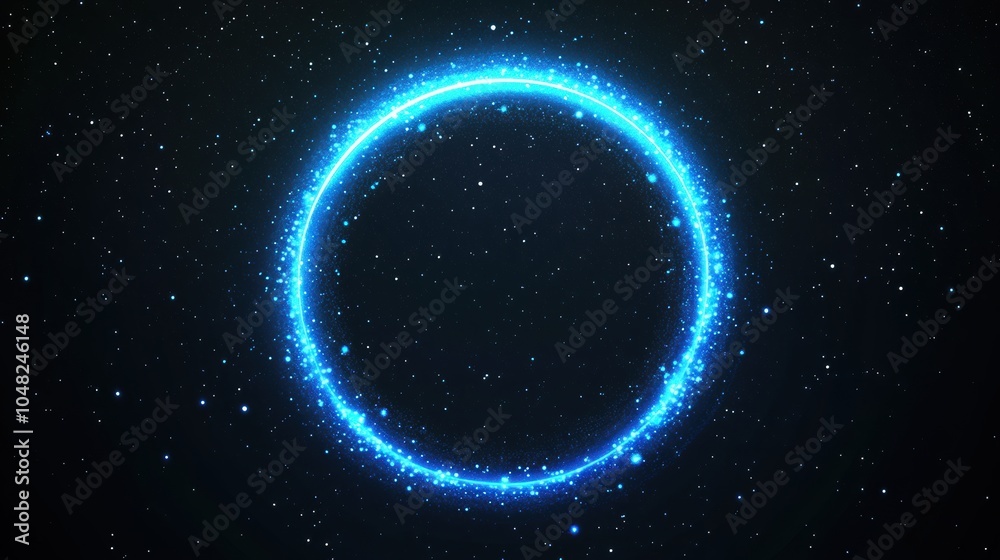 Abstract futuristic blue glowing ring frame background Abstract futuristic blue glowing ring frame background