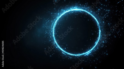 Abstract futuristic blue glowing ring frame background