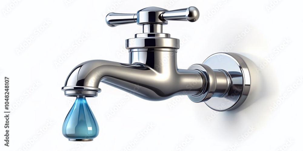 Minimalist Water Faucet Illustration for Conservation Awareness and Sustainable Water Usage Minimalist Water Faucet Illustration for Conservation Awareness and Sustainable Water Usage