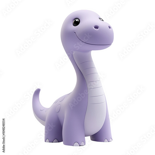 Obraz na płótnie Purple Brachiosaurus dinosaur 3d icon PNG, cartoon style minimal on transparent, isolate on white background w salonie