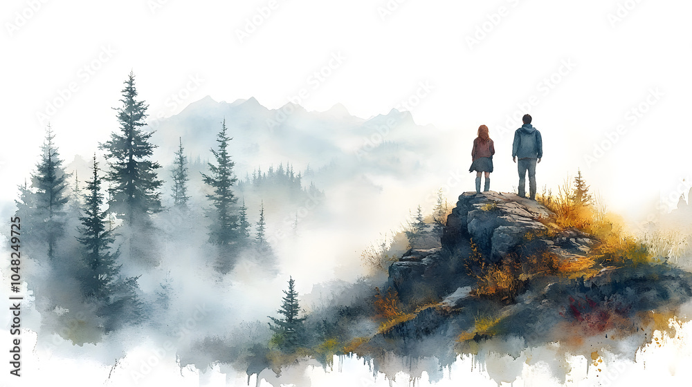 A Romantic Couple Standing on the Edge of an Ancient Cliff, Overlooking a Majestic Landscape, Capturing the Essence of Love and Adventure. The Breathtaking View Enhances Their Connection and Creates a A Romantic Couple Standing on the Edge of an Ancient Cliff, Overlooking a Majestic Landscape, Capturing the Essence of Love and Adventure. The Breathtaking View Enhances Their Connection and Creates a