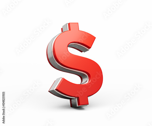 Bold Vibrant Red United States Dollar Currency Symbol With Sleek Metallic Gleam 3D Illustration