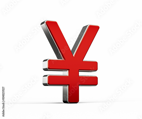 Bold Vibrant Red Japanese Yen Currency Symbol With Sleek Metallic Gleam 3D Illustration