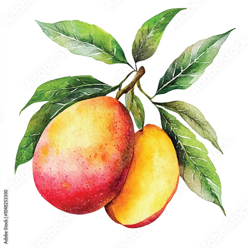 Mango fruit watercolor clipart illustration