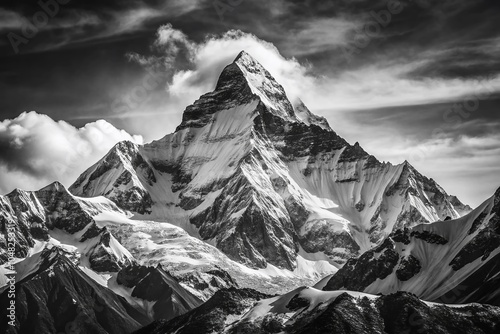 Mount Everest Black and White Logo Illustration for Adventure and Exploration Themes photo