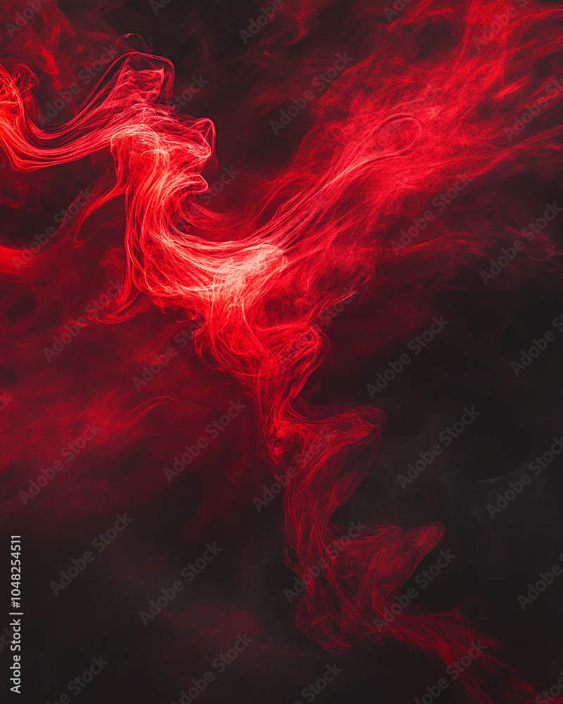 Obraz premium Photo of red smoke swirling against a dark background, creating an intense and mysterious abstract effect