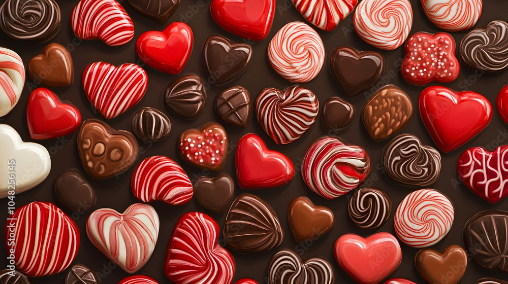 Fototapeta premium Colorful seamless pattern featuring hearts and eggs, perfect for a sweet and decorative design, ideal for holiday-themed wallpaper or illustrations