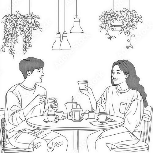 A cozy coffee shop with fri...
