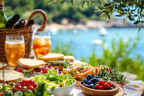 A Family Picnic On A Grassy...
