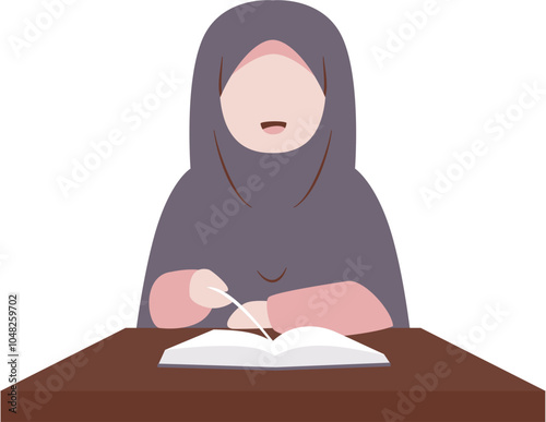 Muslim woman reading a book