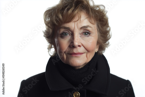 Elderly Woman On White Back...