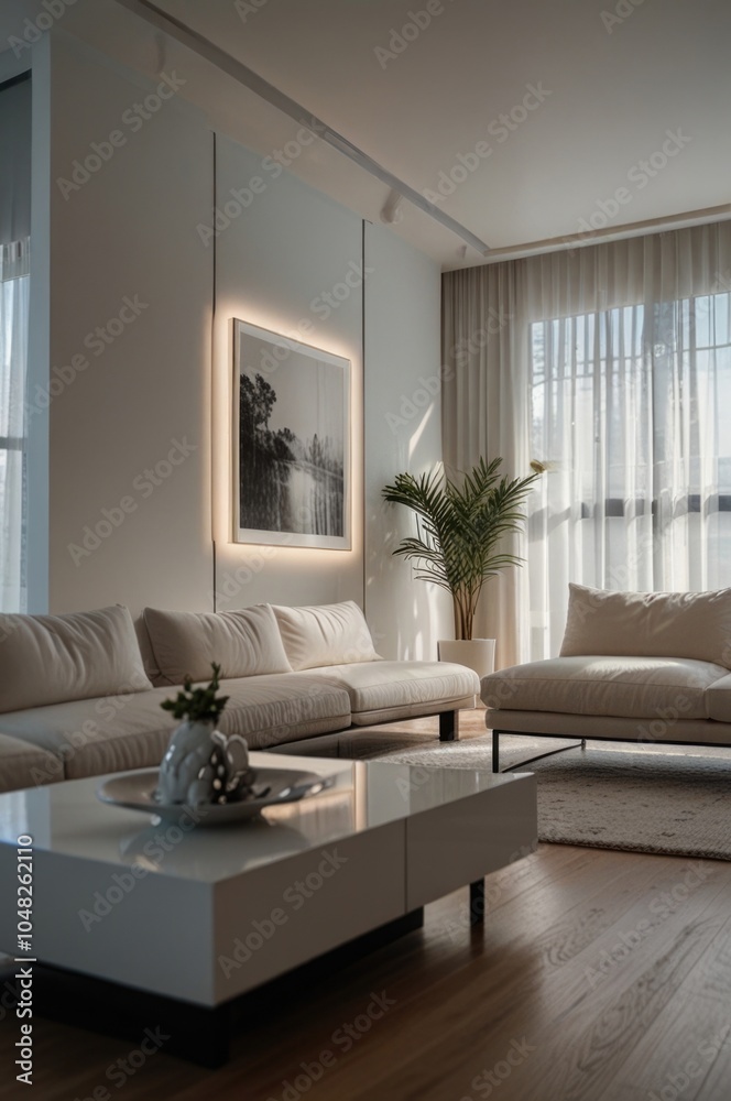 Modern minimalist white living room interior Modern minimalist white living room interior