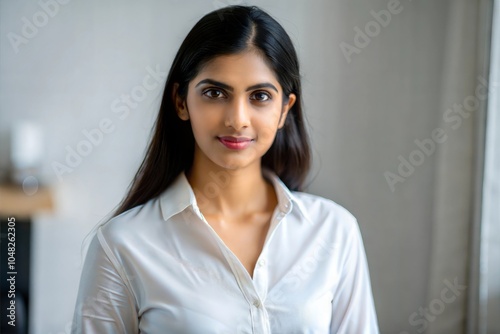 Indian Woman Posing with Blank Shirt in Studio 