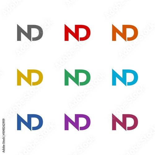 Free Download ND N D Letter Logo Design icon isolated on white background. Set icons colorful - GFXLoad