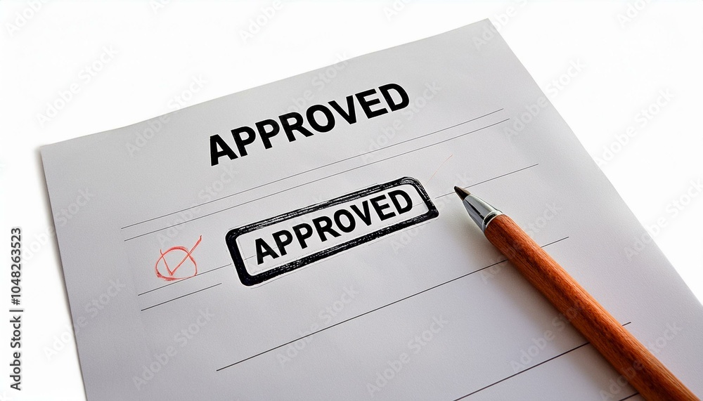 Approved sign and stamper on document files on isolated white background Approved sign and stamper on document files on isolated white background