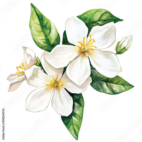 jasmine flower watercolor clipart illustration