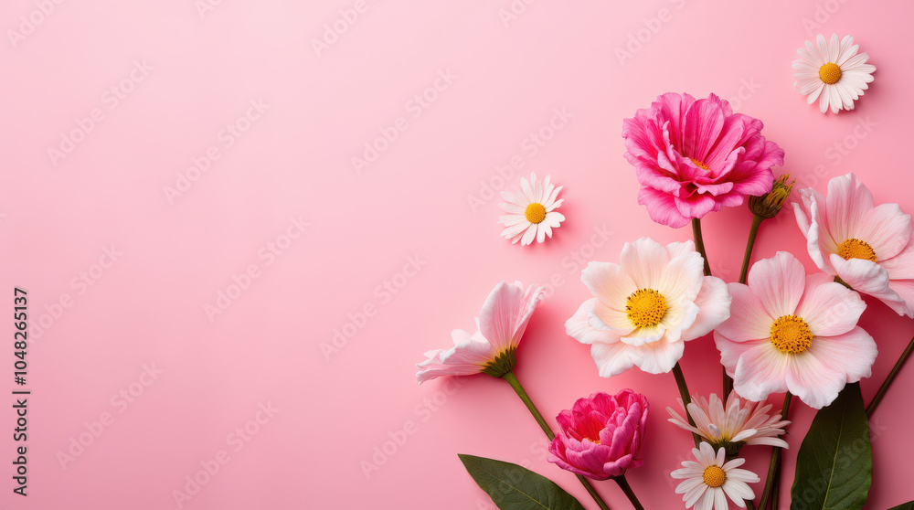 Elegant Floral Background with Vibrant Flowers and Solid Background for Product Advertisement and Branding Elegant Floral Background with Vibrant Flowers and Solid Background for Product Advertisement and Branding