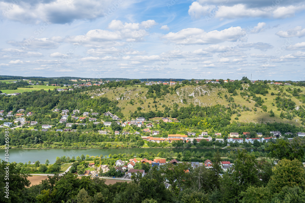 Aerial view over the city Kelheim