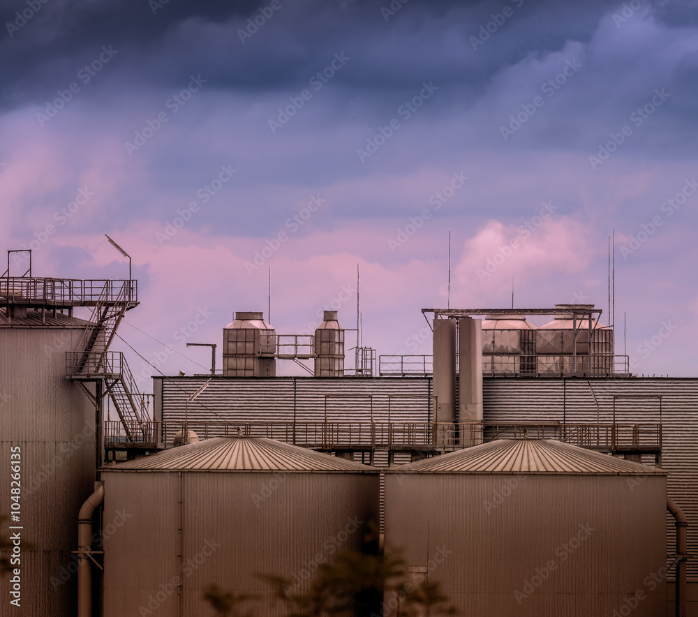 Storage tanks of a chemical plant
