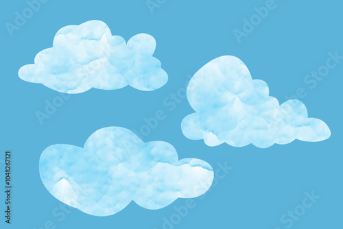 Hand drawn cute baby cloud clipart on isolated background