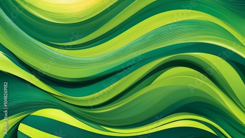 Dynamic Waves of Green and Yellow in Abstract Design Create a Captivating Visual Experience