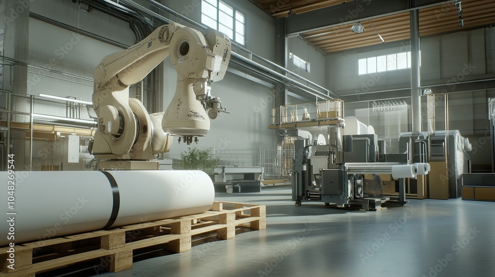 Naklejka premium Modern Industrial Robot in Factory Setting