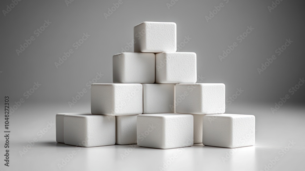 A simple cube stack display with white blocks and a white background, perfect for showcasing small products A simple cube stack display with white blocks and a white background, perfect for showcasing small products