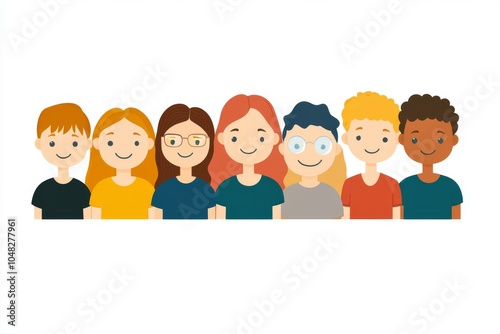 Diverse Crowd of People in Flat Vector Illustration