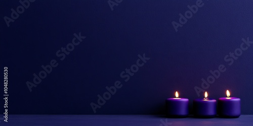 Softly Glowing Oil Lamps on a Rich Purple Background photo