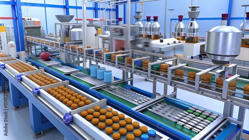 Production or manufacture of a medicines and drugs in the pharmaceutical company pharmacy concept. 