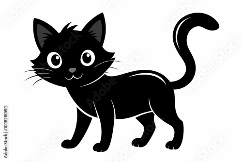 cat playing funny silhouette vector illustration