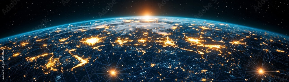 Stunning 3D Digital Illustration of Globe with Lights Stunning 3D Digital Illustration of Globe with Lights