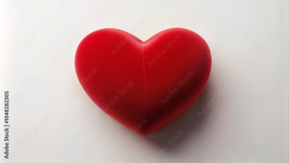 Elegant Red Heart Shape in Soft Light Against Minimalist White Background with Copy Space Elegant Red Heart Shape in Soft Light Against Minimalist White Background with Copy Space