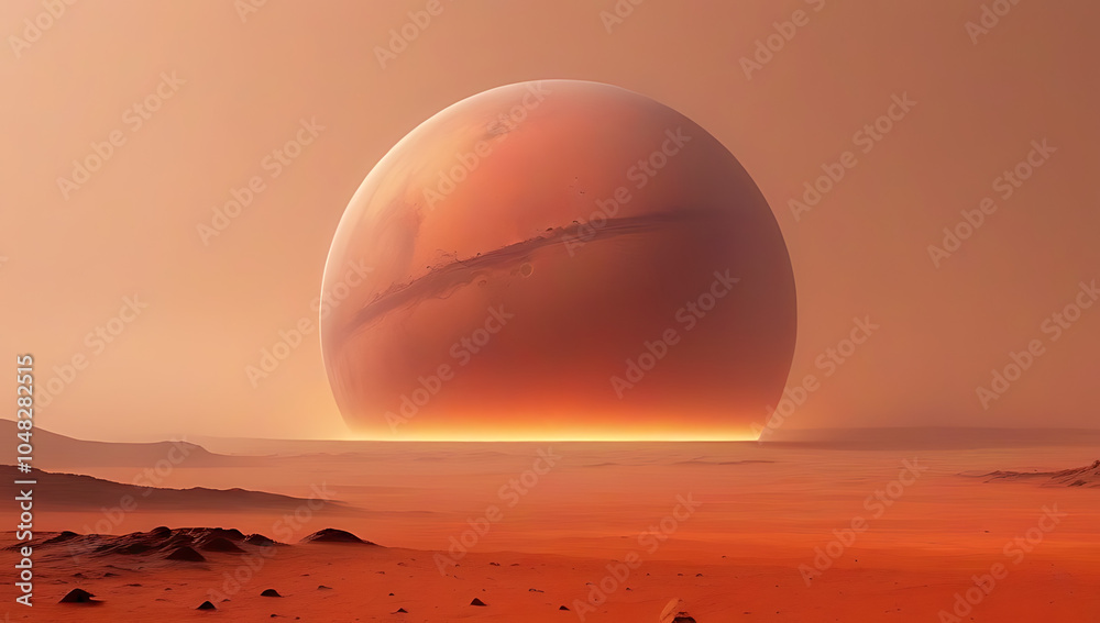 flaming surface mars alien planet landscape misty scene flaming surface mars alien planet landscape misty scene