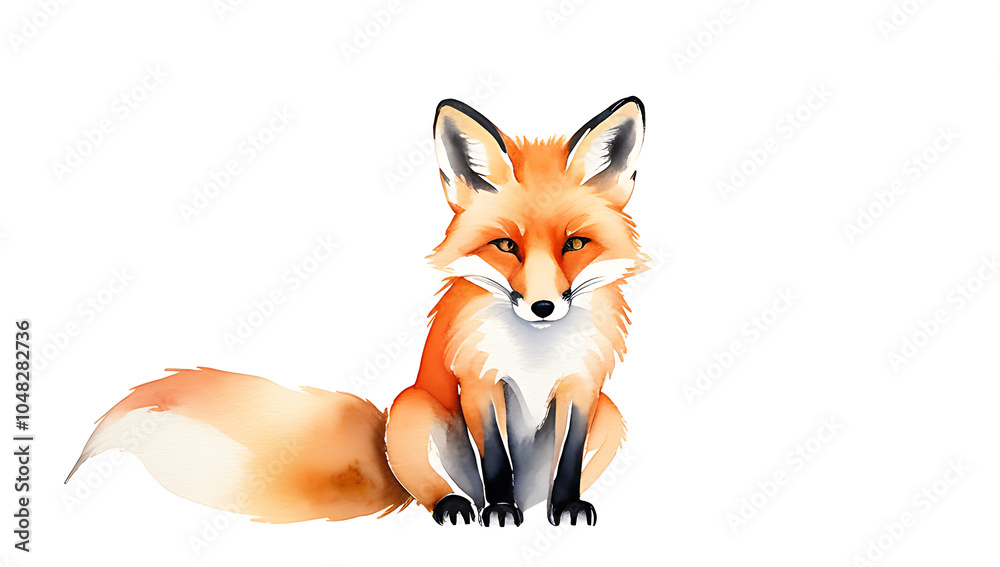 Obraz premium fox watercolor interpretation blending abstract brushwork realism white background