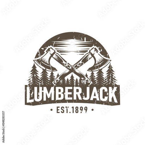 Lumberjack Vintage Logo Template. Vector illustration