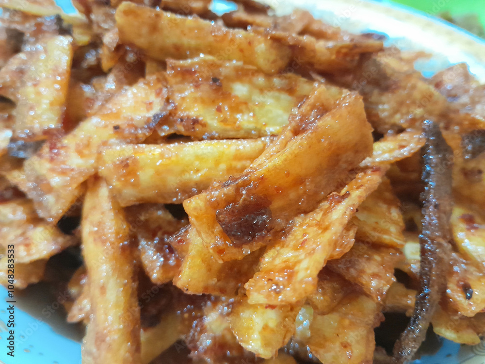 Homemade sweet and spicy cassava chips Homemade sweet and spicy cassava chips