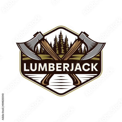 Lumberjack Vintage Logo Template. Vector illustration