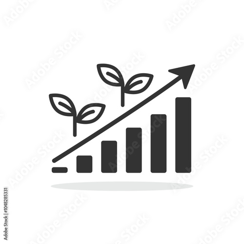 Growth up chart icon isolated vector illustration.