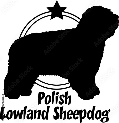 Polish Lowland Sheepdog dog silhouette,  dog, dog breeds, logo, vector, silhouette, logo design, animal, illustration, icon, sign, design, black,  symbol, pet