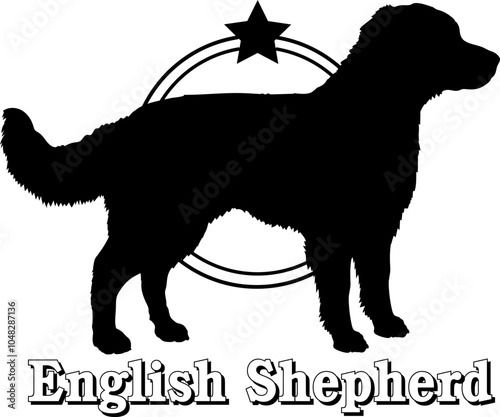 English Shepherd dog silhouette,  dog, dog breeds, logo, vector, silhouette, logo design, animal, illustration, icon, sign, design, black,  symbol, pet