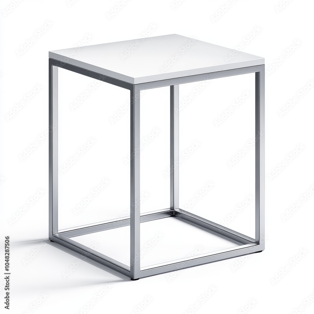 Minimalist Side Table with Metal Frame Isolated on White Background Minimalist Side Table with Metal Frame Isolated on White Background