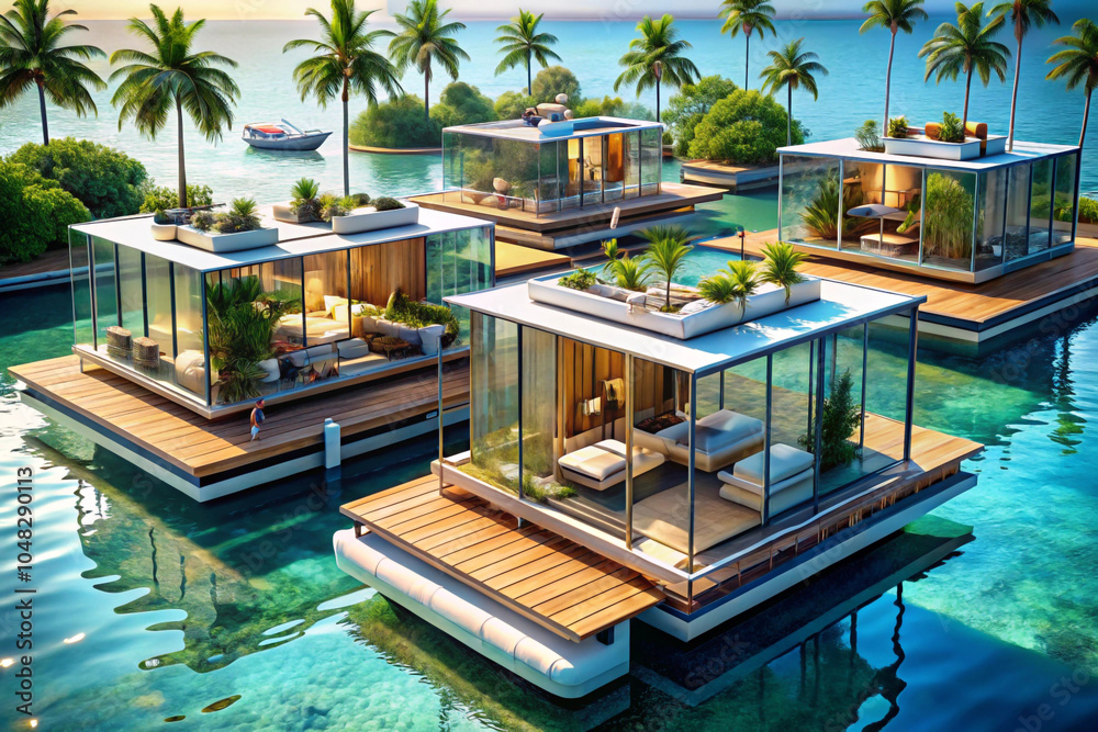 Fototapeta premium A futuristic island resort