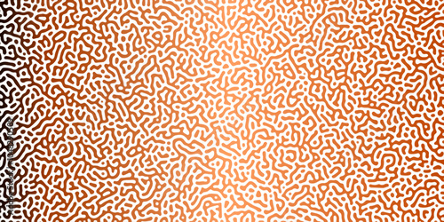 Abstract Reaction-diffusion Turing pattern natural texture oranger gradient color scheme. Linear design with biological algorithm psychedelic background. Reaction-diffusion or truing patter